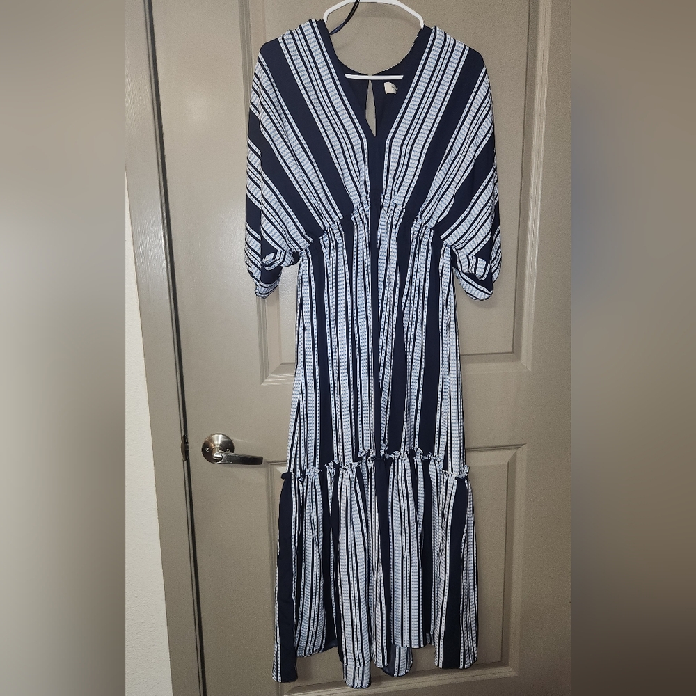 Taylor Navy and White Maxi Dress